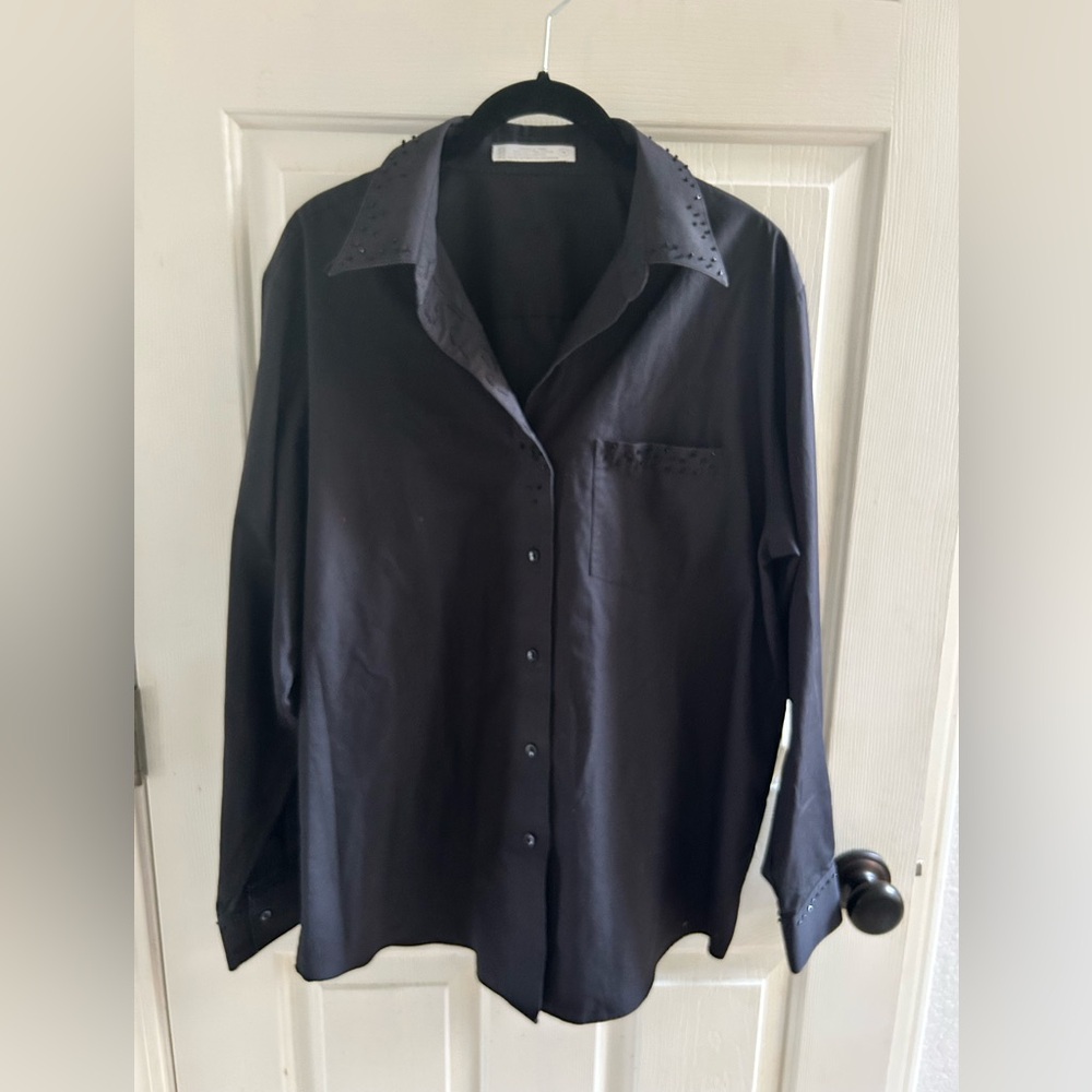 Foxcroft Black Button Down Shirt